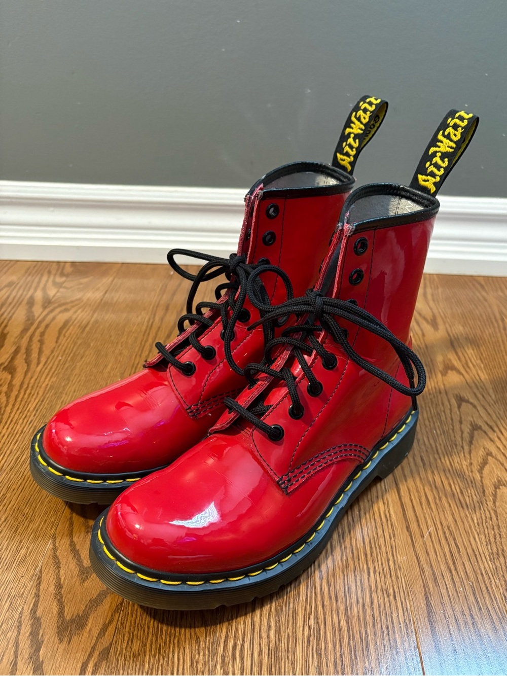 Dr. Martens 1460 Red Patent Leather Lace Up Boots